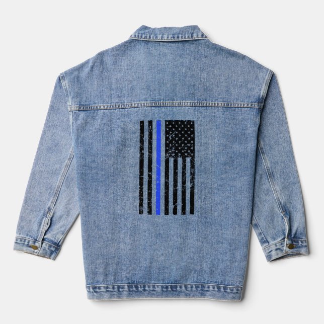 Ligne Bleue Mince - Officier de police - Drapeau D (Verso)