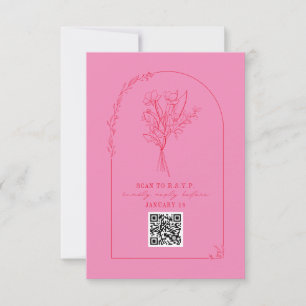 Ligne Bouquet Arch rose rouge Mariage QR RSVP