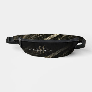 Ligne brillante or noir chic abstrait Monogramme