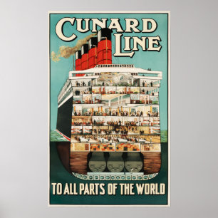 Ligne de Cunard - affiche de Vintage voyage
