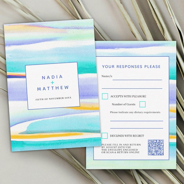 Ligne de marée Abstraite mariage bleu réponse code (Créateur téléchargé)