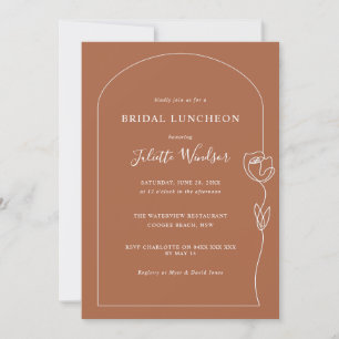 Ligne Dessin Rose Déjeuner nuptial Invitation
