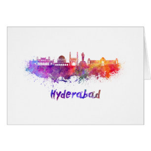 Ligne d'horizon Hyderabad en aquarelle