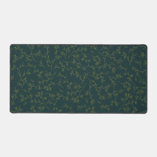 Ligne dorée motif de vigne botanique sur fond vert