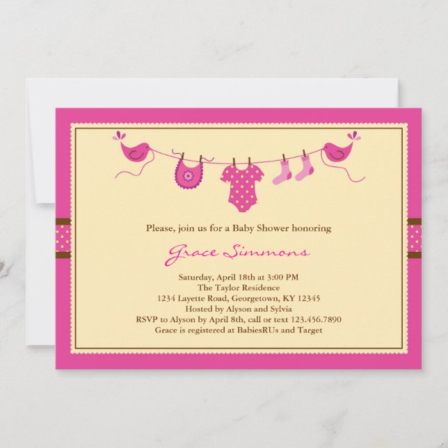 Ligne invitation d'habillement de layette de baby (Devant)