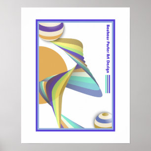 ligne ondulée colorée art de poster bauhaus vintag