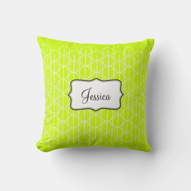 Ligne ovale liée coussin de vert de chaux de nom (Recto)
