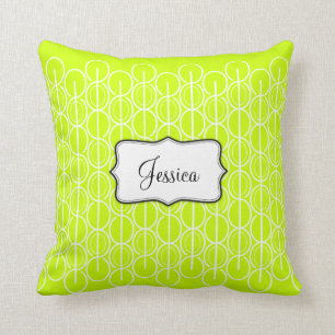 Ligne ovale liée coussin de vert de chaux de nom