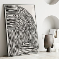 Lignes Abstraites Modernes Art Mural Noir et Blanc