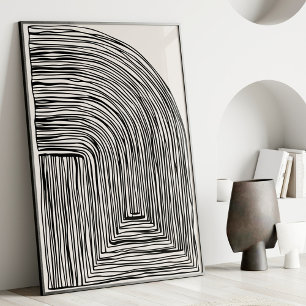 Lignes Abstraites Modernes Art Mural Noir et Blanc