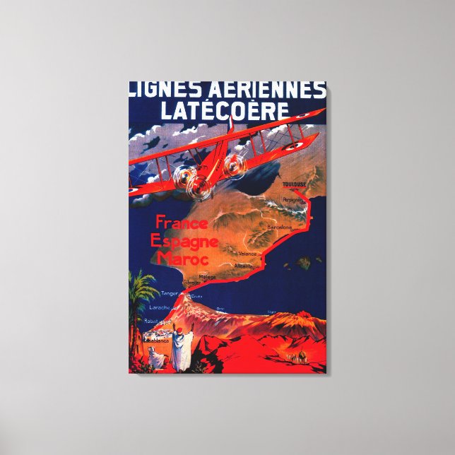 Lignes Aeriennes Latecoere Vintage Poster Canvas Print (Front)