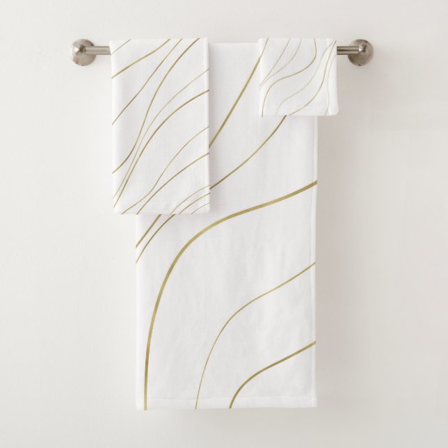 Lignes blanches et dorées Wavy Glam moderne (En situation)