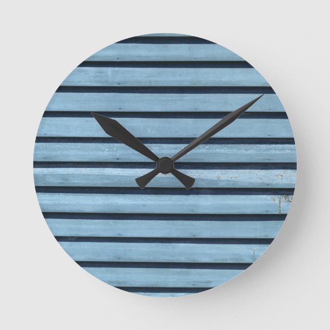 "Lignes bleues" Arrondi (Moyen) Horloge murale (Recto)