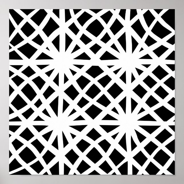 Lignes croisées Abstraites en blanc sur impression (Devant)