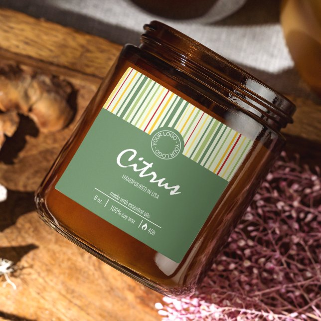 Lignes de bande rétro Abstrait Étiquette de bougie (Créateur téléchargé)