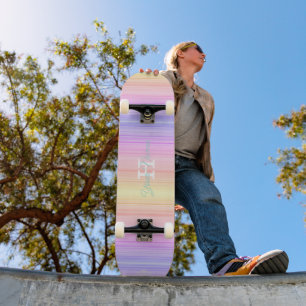Lignes de dégradé pastel Monogramme Skateboard HAM