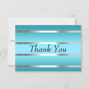 Lignes en argent Carte de remerciements turquoise