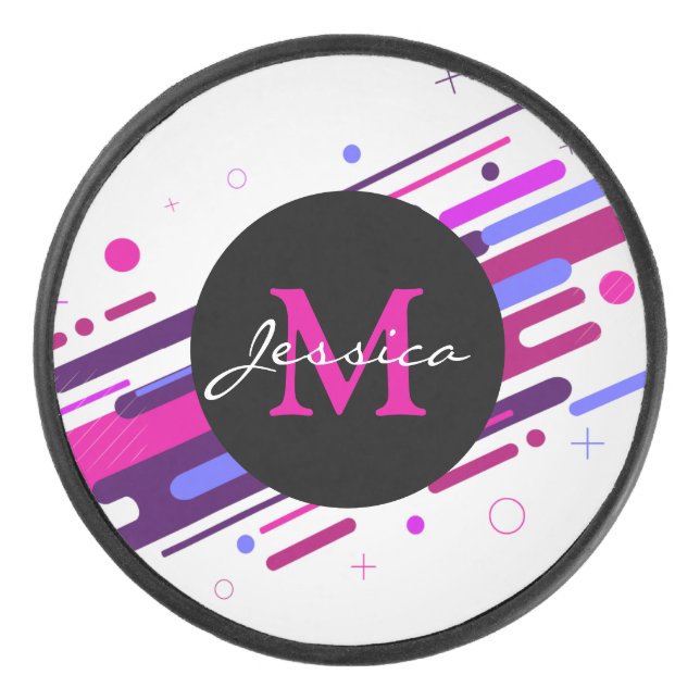 Lignes géométriques tendance rose et violet Monogr (Devant)