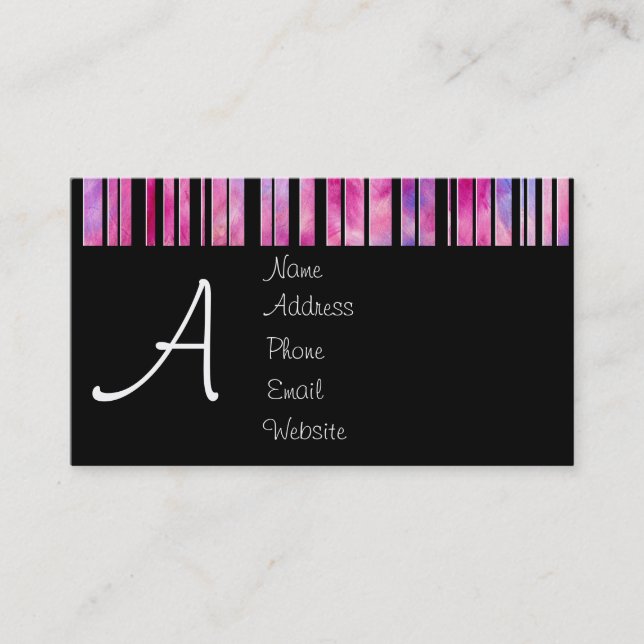 Lignes Girly noires et blanches carte de visite (Devant)