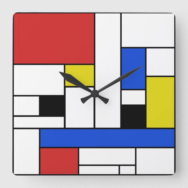 Lignes horloge murale carrée de Mondrian (Recto)