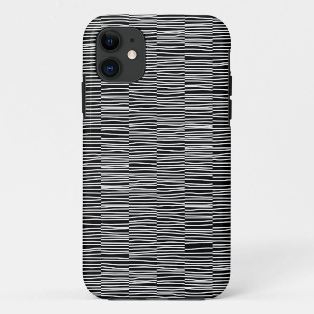 Lignes irrégulières - Blanc sur coque iphone noir (Dos)