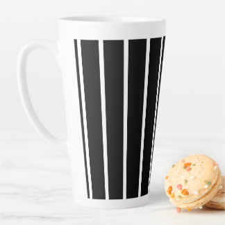 Lignes noires blanches Gros latte Mug