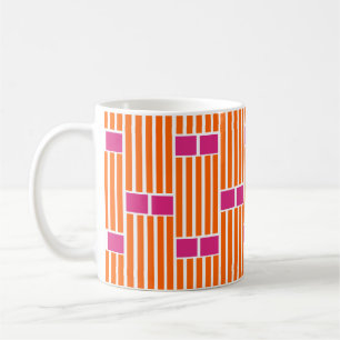 Lignes orange et boîtes roses Café Mug