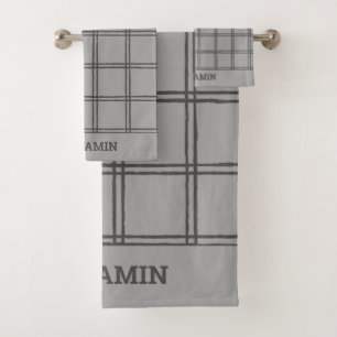 Lignes Plaid Gris Farmhouse Modernes Personnalisée