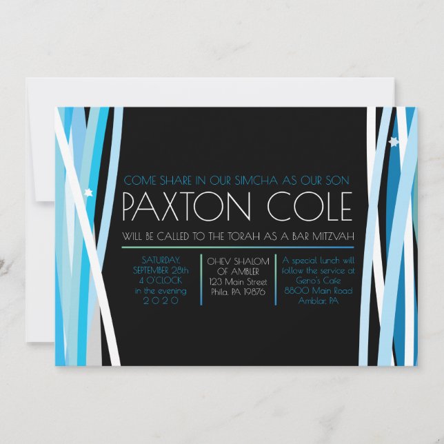 LIGNES SIMPLES BAR MITZVAH Invitation (Devant)