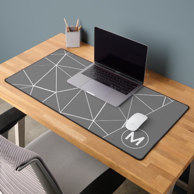Lignes triangles géométriques gris et blanc Monogr (Bureau 2)