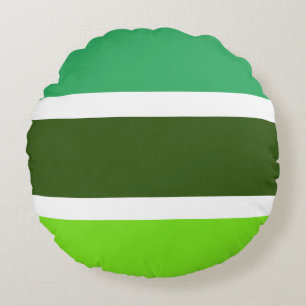 Lignes vertes et blanches motif rond coussin