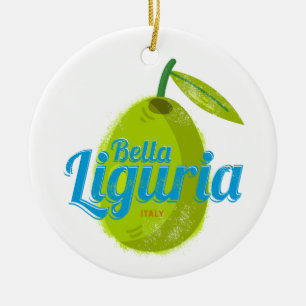 Liguria Retro Olive Italy Vintage Holiday Souvenir Ceramic Ornament