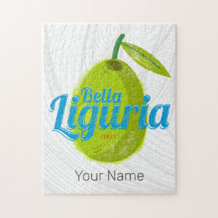 Liguria Retro Olive Italy Vintage Holiday Souvenir Jigsaw Puzzle