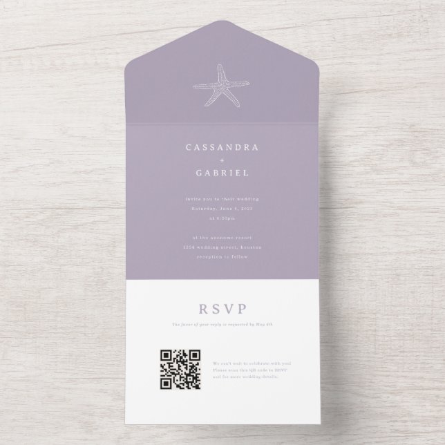 Lihue Wedding Invitation with QR Code RSVP (Inside)