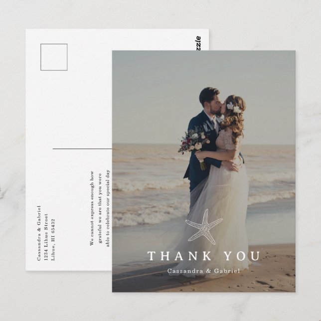 Lihue Wedding Photo Thank You Postcard (Front/Back)