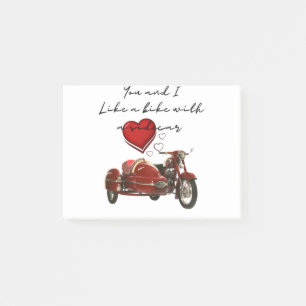 Like a bike with a sidecar post-it notes