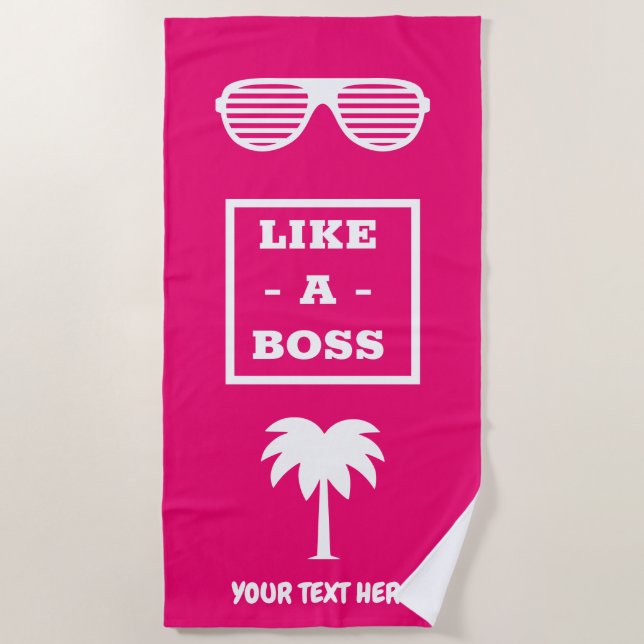 Like A Boss funny beach towel gift for him or her (Front)