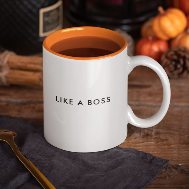 Like a Boss Funny Cute Trendy Quote Two-Tone Coffee Mug