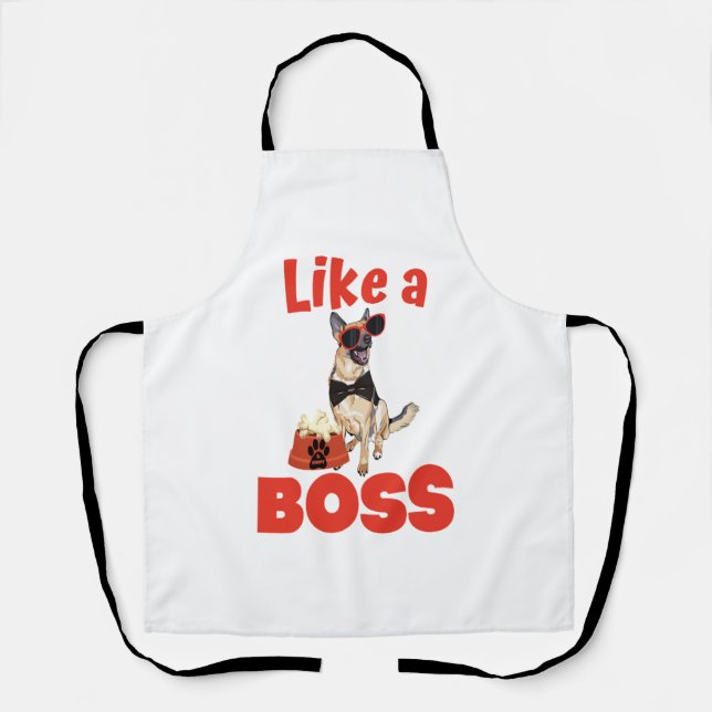 Like A Boss German Shepherd  Apron (Front)