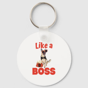 Like A Boss German Shepherd Keychain