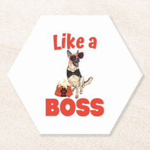 Like A Boss German Shepherd  Paper Coaster
