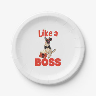 Like A Boss German Shepherd Paper Plate