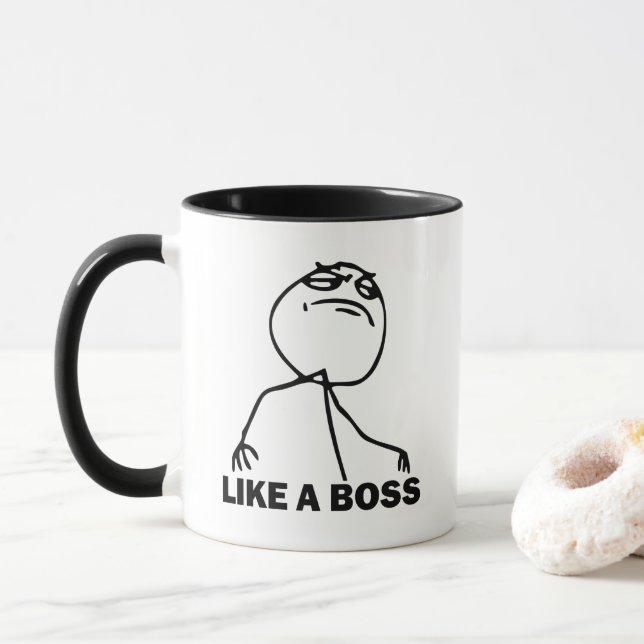Like A Boss Meme Coffee Mug (With Donut)