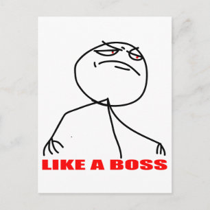 Like a boss meme face postcard