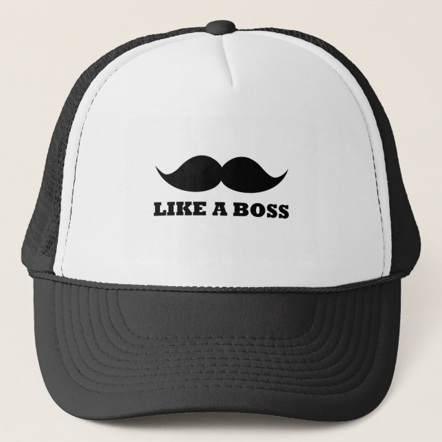 LIKE A BOSS, moustache design Trucker Hat (Front)