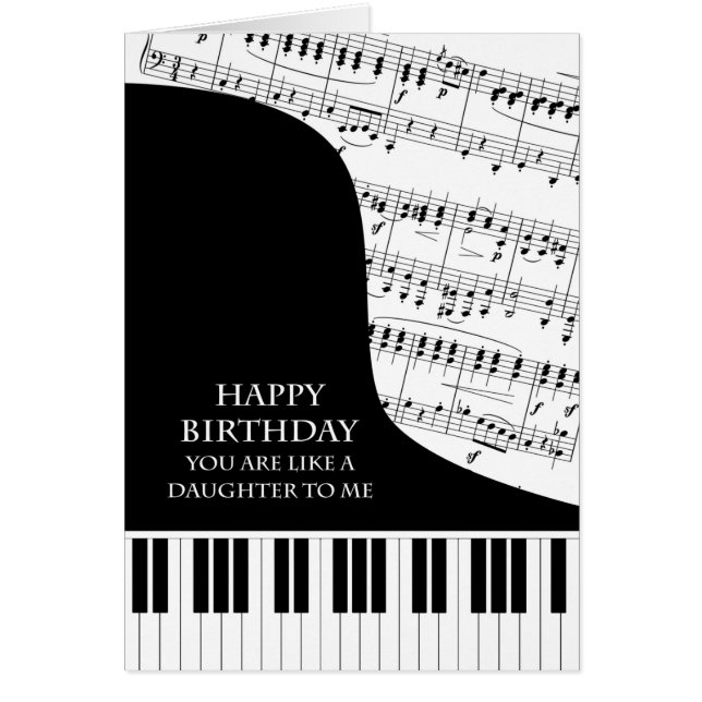 Like a Daughter To Me Piano and Music Birthday (Front)
