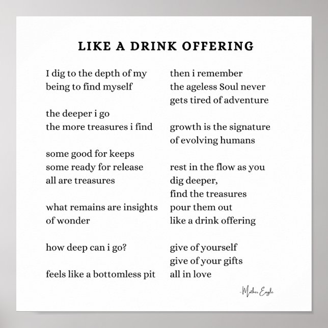 Like A Drink Offre d'encouragement poster poème (Devant)