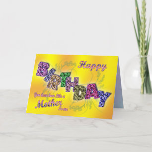 Like a mother to me Birthday card with floral text