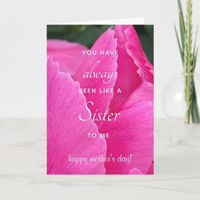Like a Sister Pink Peony Petals Magnified Card (Front)