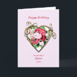 Like A Sister To Me Birthday Antique Roses Card<br><div class="desc">A romantic birthday card. A painting of roses is framed by an embellished golden heart. Give someone who is like a sister to you a birthday greeting with a beautiful painting of a bouquet of roses.</div>